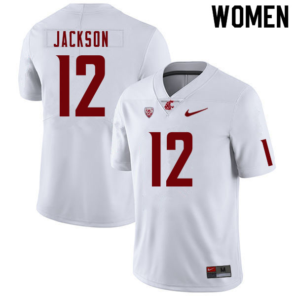 Women #12 Chris Jackson Washington State Cougars College Football Jerseys Sale-White - Click Image to Close